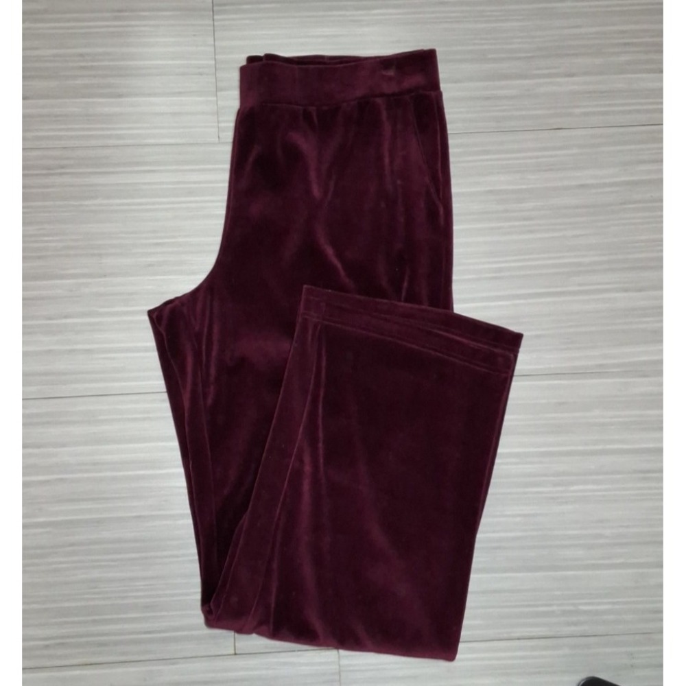Lauren Ralph Lauren Burgundy Velour Lounge Pants Velvet Straight Leg XL